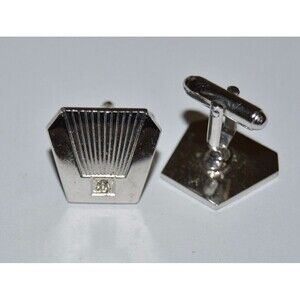 Vintage Chrome Jeweled Cuff Links MISSING ONE JEWEL Rare